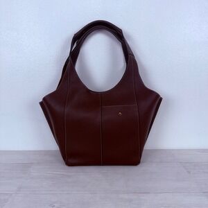 RSVP Paris Parachute Small Tote Bag Womens Brown Grained Calfskin Leather NWT
